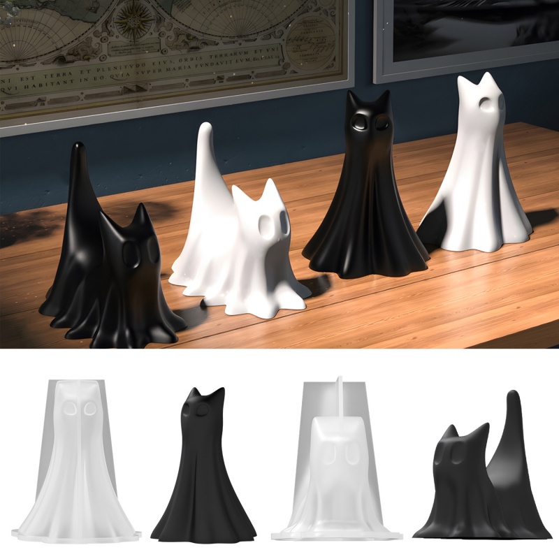 Resin Art Liquid - Gato fantasma halloween desktop ornamento gesso