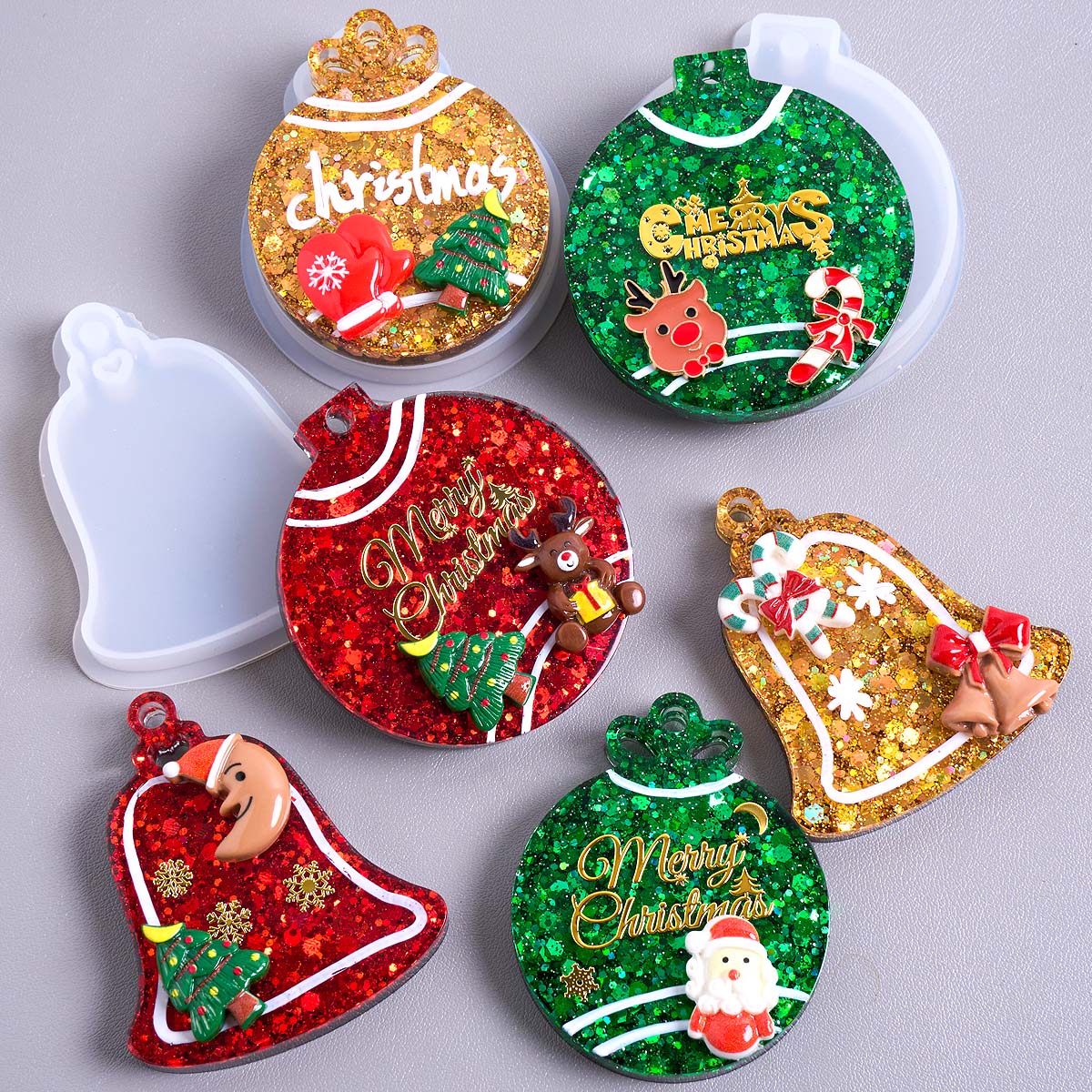Resin Art Mould - Etiqueta de natal pingente molde de