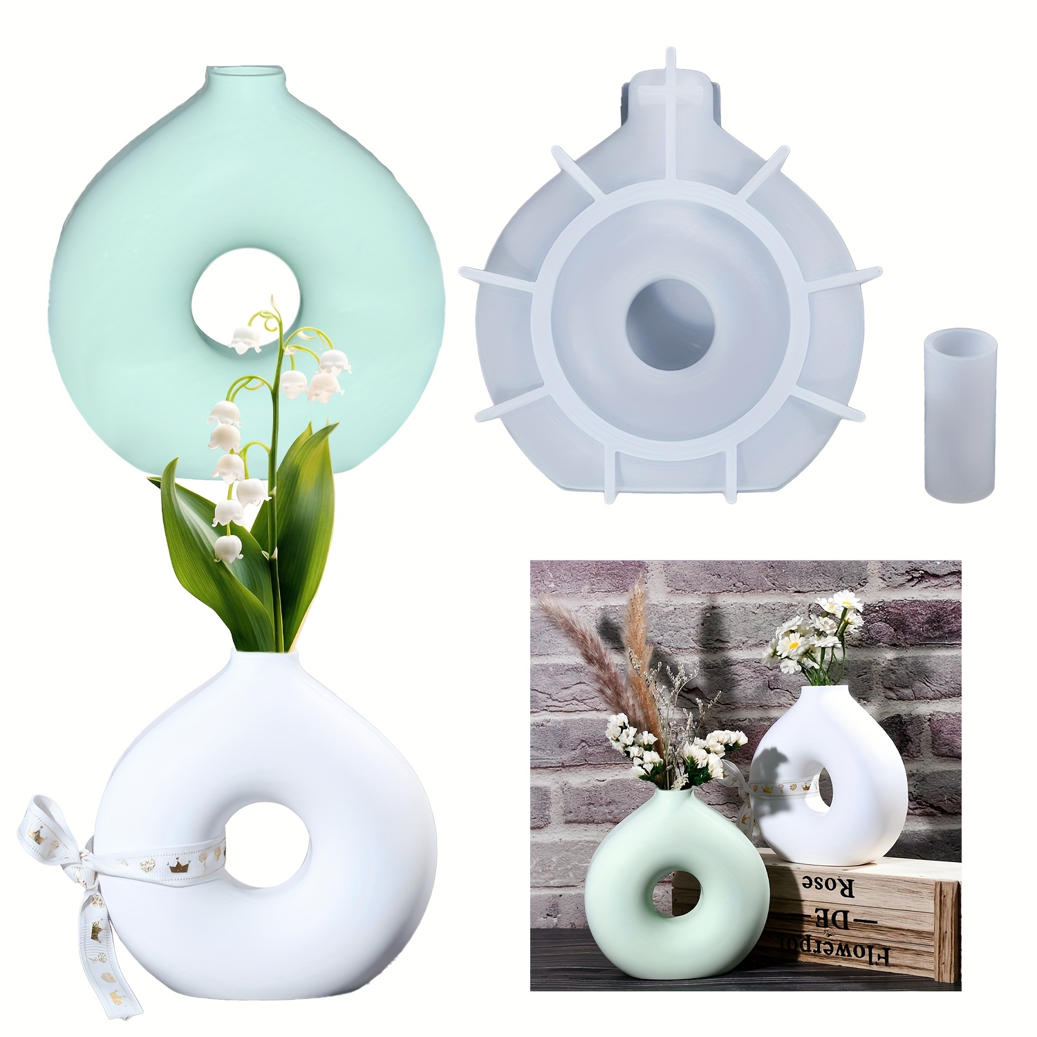 1 diy vaso redondo molde de si - Resin Art Mould avaliação e preço