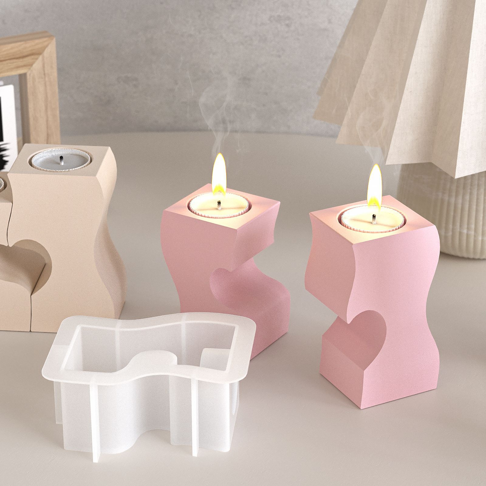 S coração castiçal moldes de s - Resin Art Mould avaliação e preço